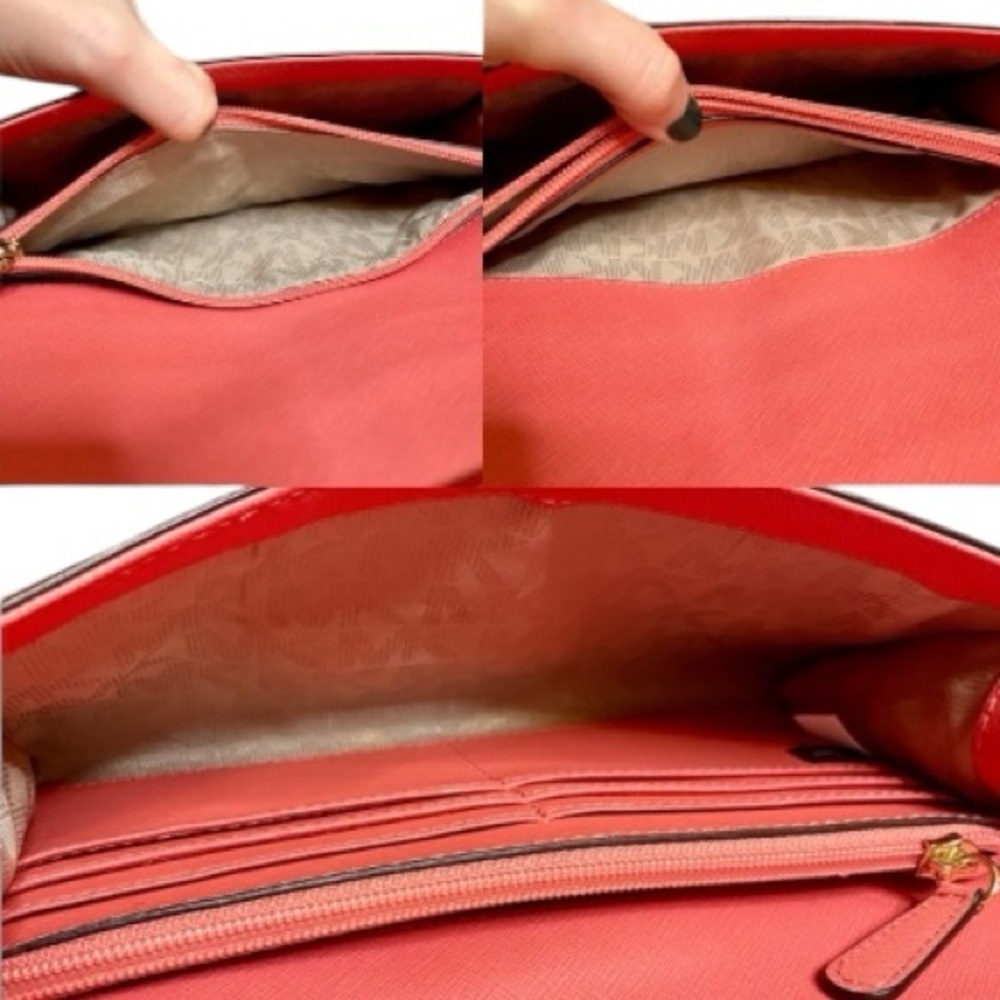 Michael Kors Pink Patchwork Saffiano Leather Convertible Clutch Removable Strap - Picture 8 of 10